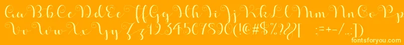 ApplesScriptDemo-Schriftart – Gelbe Schriften auf orangefarbenem Hintergrund