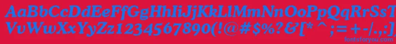 CooperBoldItalicBt Font – Blue Fonts on Red Background