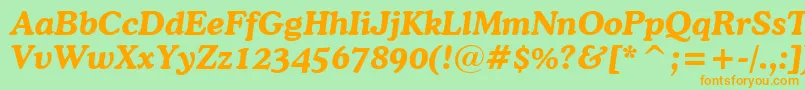 CooperBoldItalicBt Font – Orange Fonts on Green Background