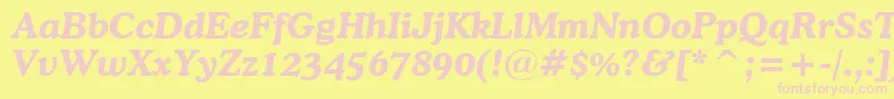 CooperBoldItalicBt Font – Pink Fonts on Yellow Background