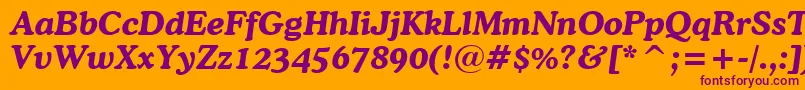 CooperBoldItalicBt Font – Purple Fonts on Orange Background