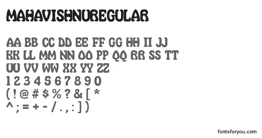 Czcionka MahavishnuRegular – alfabet, cyfry, specjalne znaki