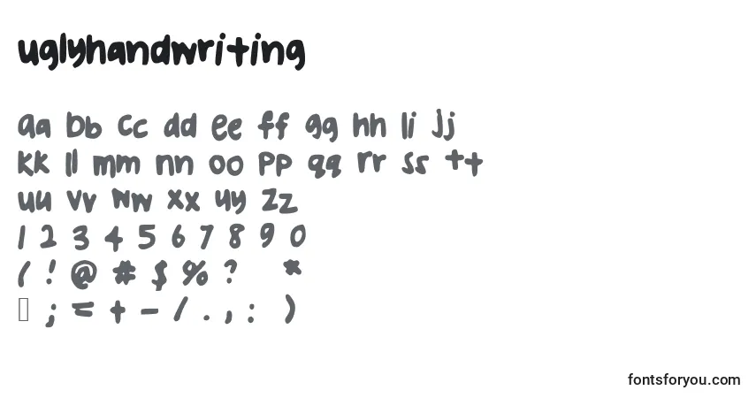A fonte Uglyhandwriting – alfabeto, números, caracteres especiais
