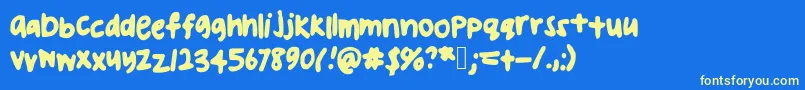 Uglyhandwriting Font – Yellow Fonts on Blue Background