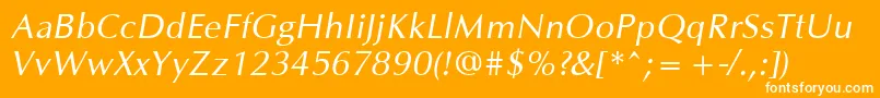 OklahomaOblique-Schriftart – Weiße Schriften auf orangefarbenem Hintergrund