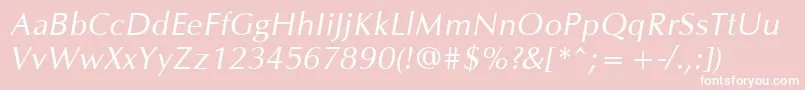Fonte OklahomaOblique – fontes brancas em um fundo rosa