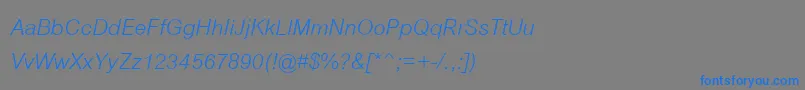 フォントCordiaupcItalic – 灰色の背景に青い文字