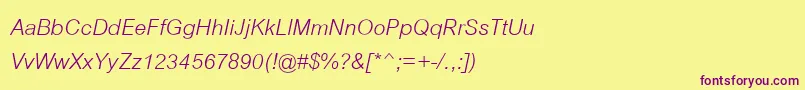 CordiaupcItalic Font – Purple Fonts on Yellow Background