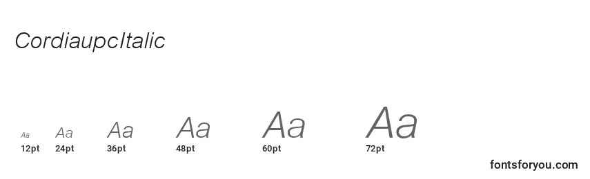 CordiaupcItalic Font Sizes