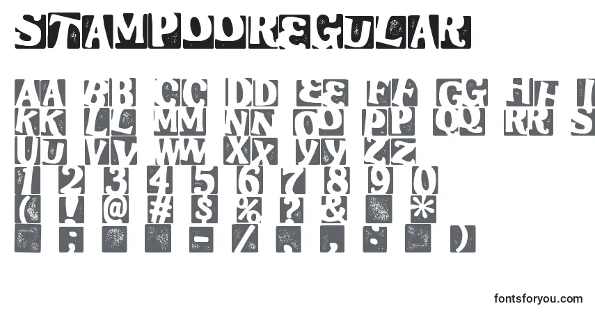 A fonte StampooRegular – alfabeto, números, caracteres especiais