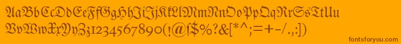 Fonte Dsluthersche – fontes marrons em um fundo laranja