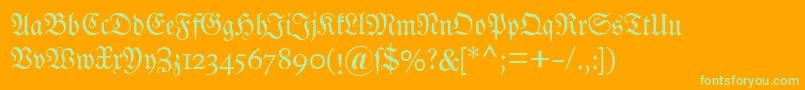 Шрифт Dsluthersche – зелёные шрифты на оранжевом фоне