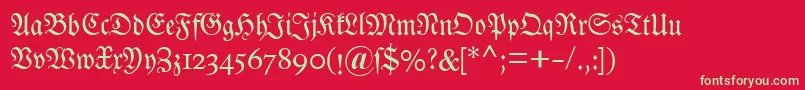 Dsluthersche Font – Green Fonts on Red Background