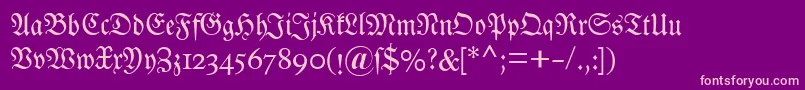 Fonte Dsluthersche – fontes rosa em um fundo violeta