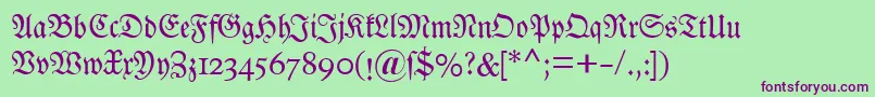 Dsluthersche Font – Purple Fonts on Green Background