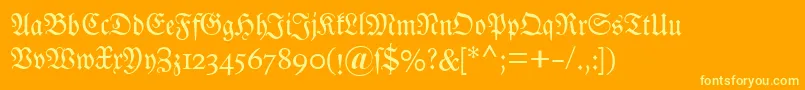 フォントDsluthersche – オレンジの背景に黄色の文字