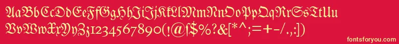 Dsluthersche Font – Yellow Fonts on Red Background