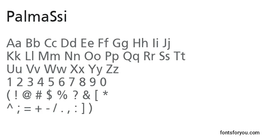 A fonte PalmaSsi – alfabeto, números, caracteres especiais