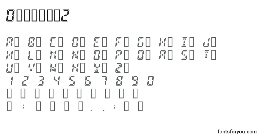 Czcionka Digital2 – alfabet, cyfry, specjalne znaki