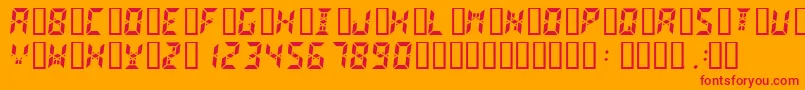 Digital2-Schriftart – Rote Schriften auf orangefarbenem Hintergrund