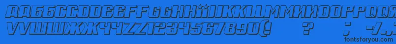 RussianSpringShadowItalic Font – Black Fonts on Blue Background