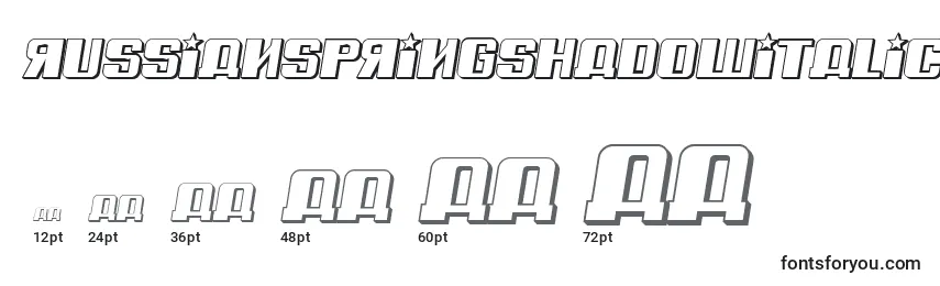Größen der Schriftart RussianSpringShadowItalic