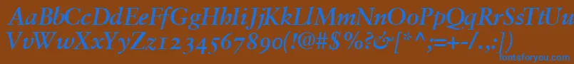 GaramondretrospectiveossskBoldItalic Font – Blue Fonts on Brown Background