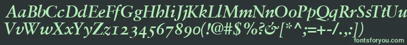 GaramondretrospectiveossskBoldItalicフォントについての詳細 フォントGaramondretrospectiveossskBoldItalic – 黒い背景に緑の文字