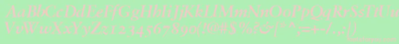 GaramondretrospectiveossskBoldItalic Font – Pink Fonts on Green Background