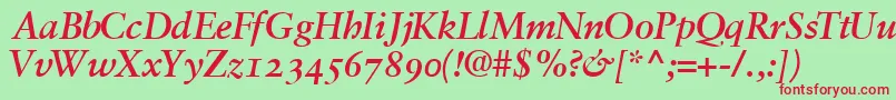 GaramondretrospectiveossskBoldItalic Font – Red Fonts on Green Background
