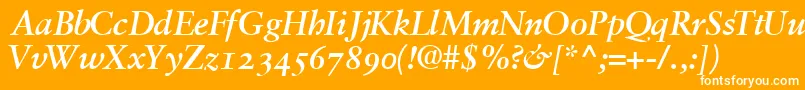 GaramondretrospectiveossskBoldItalic-Schriftart – Weiße Schriften auf orangefarbenem Hintergrund