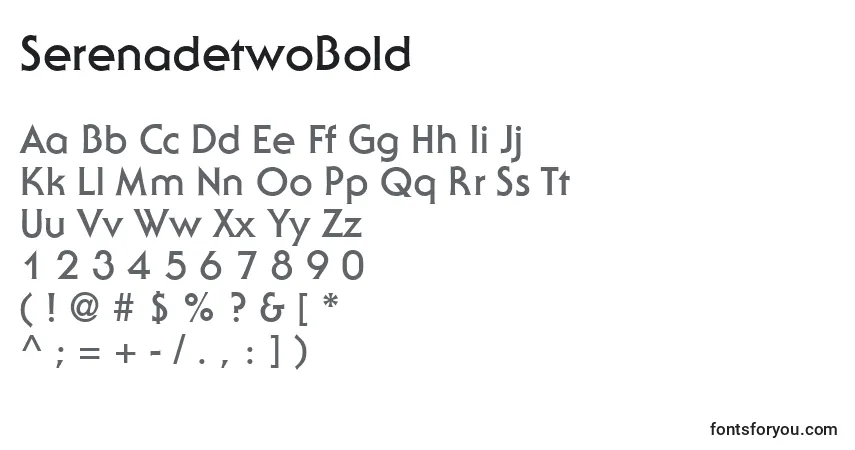 Czcionka SerenadetwoBold – alfabet, cyfry, specjalne znaki