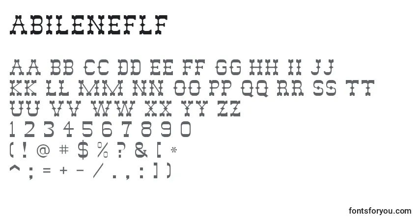 A fonte Abileneflf – alfabeto, números, caracteres especiais