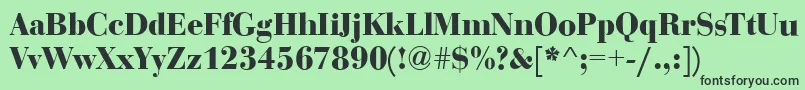Czcionka BodoniDisplayBold – czarne czcionki na zielonym tle