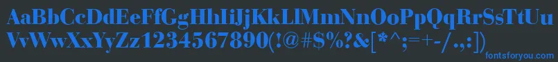 BodoniDisplayBold-Schriftart – Blaue Schriften auf schwarzem Hintergrund