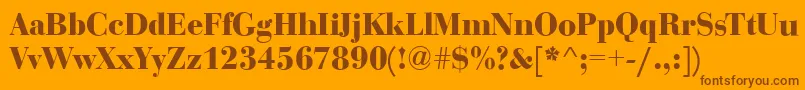 BodoniDisplayBold-fontti – ruskeat fontit oranssilla taustalla