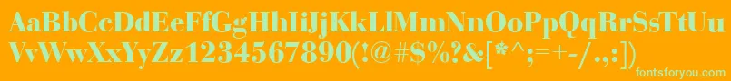 BodoniDisplayBold-Schriftart – Grüne Schriften auf orangefarbenem Hintergrund