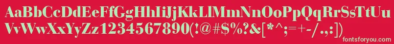 フォントBodoniDisplayBold – 赤い背景に緑の文字