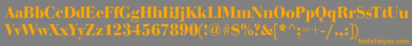 BodoniDisplayBold-Schriftart – Orangefarbene Schriften auf grauem Hintergrund