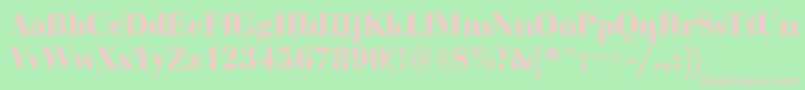 Fonte BodoniDisplayBold – fontes rosa em um fundo verde