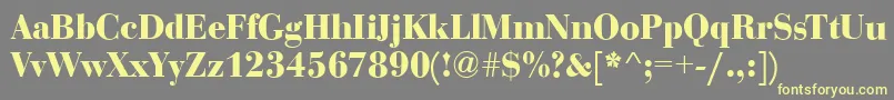 BodoniDisplayBold-Schriftart – Gelbe Schriften auf grauem Hintergrund