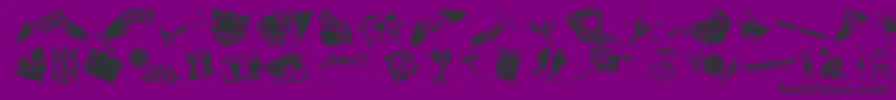 DfCommercialsLetPlain.1.0-fontti – mustat fontit violetilla taustalla