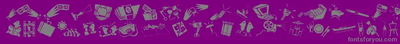 DfCommercialsLetPlain.1.0-fontti – harmaat kirjasimet violetilla taustalla