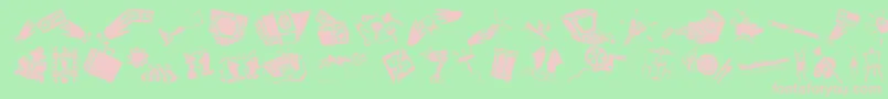 DfCommercialsLetPlain.1.0-fontti – vaaleanpunaiset fontit vihreällä taustalla