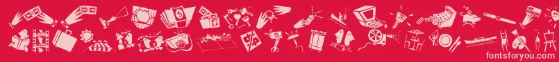 DfCommercialsLetPlain.1.0-Schriftart – Rosa Schriften auf rotem Hintergrund