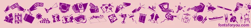 フォントDfCommercialsLetPlain.1.0 – ピンクの背景に紫のフォント