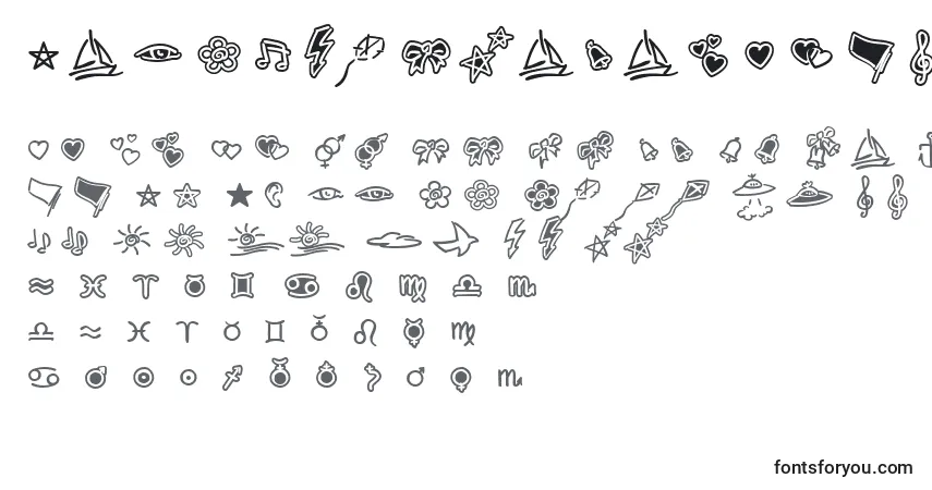 Schriftart LinotypezigibacksTwo – Alphabet, Zahlen, spezielle Symbole