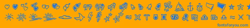 Шрифт LinotypezigibacksTwo – синие шрифты на оранжевом фоне