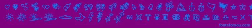 LinotypezigibacksTwo-Schriftart – Blaue Schriften auf violettem Hintergrund