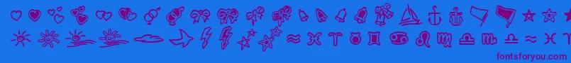 Police LinotypezigibacksTwo – polices violettes sur fond bleu